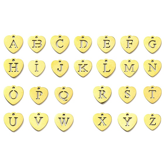 Ионное покрытие (ip) 304 кулон из нержавеющей стали, золотые, сердце с письмом