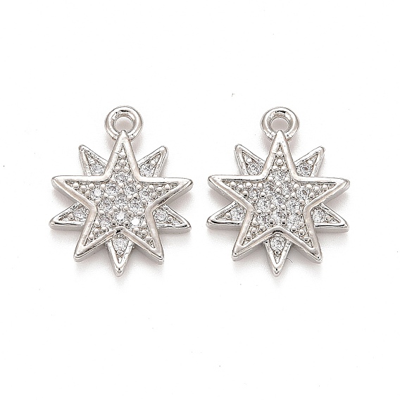 Латунные микропаве прозрачные кубические циркониевые подвески, без свинца и без кадмия, звезда