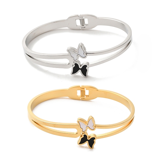 Регулируемые браслеты-бабочки с эмалированными ракушками, вакуумное покрытие 304 женские браслеты из нержавеющей стали