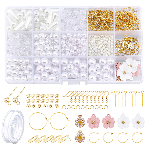 DIY-Set zur Herstellung von Schmucksets aus Kunstperlen, einschließlich Acryl-Perlen, Zubehör aus Eisen, Ohrmuttern aus Kunststoff, 304 Ohrringe aus Edelstahl und Messing, Legierung Anhänger, elastischen Faden