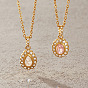304 Stainless Steel Pave Cubic Zirconia Pendant Necklaces for Women, Golden