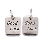 Латунные подвески, долговечный, прямоугольник со словом удачи