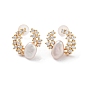 Natural Pearl Stud Earrings for Women, Sterling Silver Micro Pave Cubic Zirconia Ear Stud