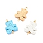 Spray Painted Wood Connector Charms, with Golden Tone Copper Wire Loops, Bear