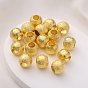 Brass European Beads, Frosted, Large Hole Beads, Round