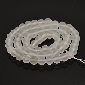 Frosted Natural Quartz Crystal Round Bead Strands, 6mm, Hole: 1mm, about 61pcs/strand, 15.7 inch
