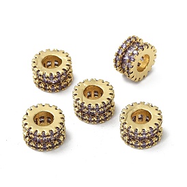 Латунные микро проложить Цирконий Европейский бисером, колонка, реальный 18 k позолоченный