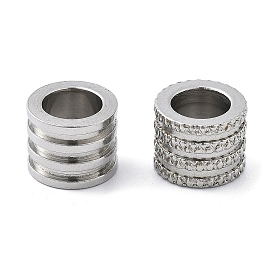 303 Stainless Steel European Beads, Large Hole Beads, Grooved Beads, Column