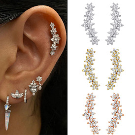 Charming Floral Earrings for Women - Elegant Meihua Flower Studs in Magazine Style