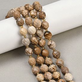 Естественного изображения яшмы бисер нитей, граненые, овальные, с бисером