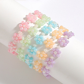 Handmade Flower Bracelet - Candy Color Daisy Beads Bracelet, Versatile and Delicate.