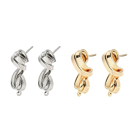 Brass Stud Earrings Findings, with Loops, Twist