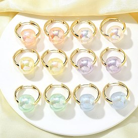 Круглые латунные серьги-кольца, с акриловой, без кадмия и без свинца, долговечный, стойки покрытие