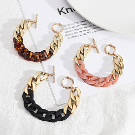 Resin Chain Shape Matte Gold Fashionable Bracelet - European and American Style