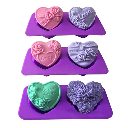 Heart with Rose DIY Soap Silicone Molds, for Handmade Soap Making, Valentine's Day Thme