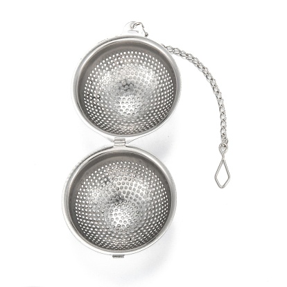 Round Shape Tea Infuser, with Chain & Hook, Loose Tea 304 Stainless Steel Mesh Tea Ball Strainer
