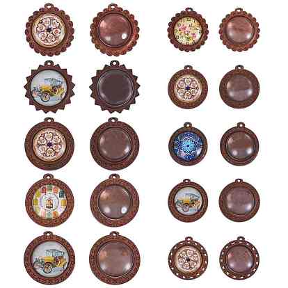 DIY Wood Pendant Making, with Transparent Glass Cabochons, Wooden Cabochon Bezel Pendant