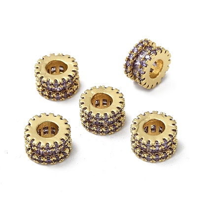 Латунные микро проложить Цирконий Европейский бисером, колонка, реальный 18 k позолоченный