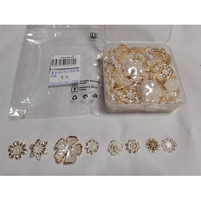 160 piezas 8 estilos abs tapas de cuentas de flores de concha de imitación
