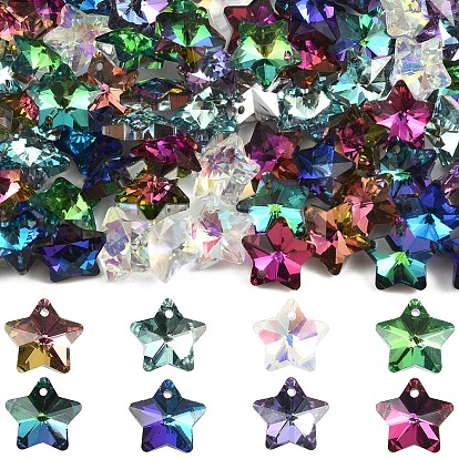 80Pcs 8 Colors Electroplate Glass Charms, Faceted, Star