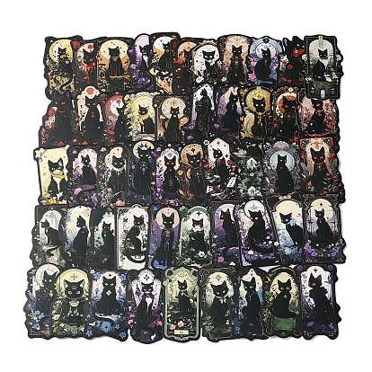 50 шт. водонепроницаемые наклейки из ПВХ в форме черной кошки, самоклеящиеся наклейки, для чемодана, скейтборде, холодильник, шлем, оболочка мобильного телефона