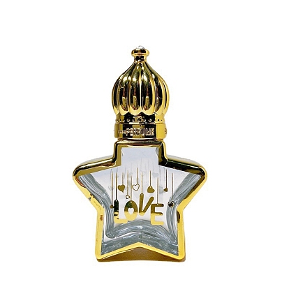 Star with Word Love Glass & UV Plated Metal Roller Ball Bottles, Essential Oil Bottles