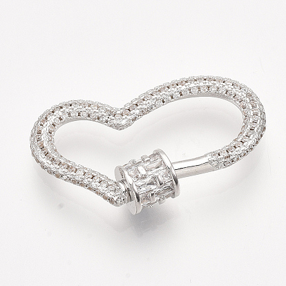 Латунные микропаве, кубический цирконий, винт, карабин, подвески с замком, для изготовления ожерелий, сердце, прозрачные