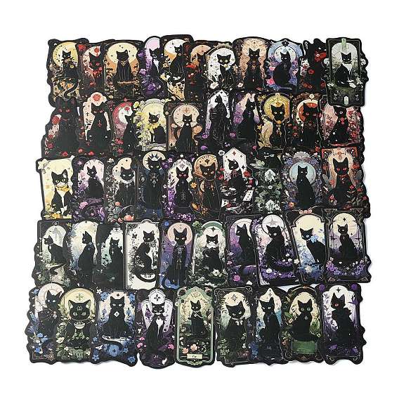 50 шт. водонепроницаемые наклейки из ПВХ в форме черной кошки, самоклеящиеся наклейки, для чемодана, скейтборде, холодильник, шлем, оболочка мобильного телефона