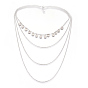 304 Stainless Steel Chain Tiered Necklaces, Four Tiered, Flat Round