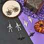 Halloween Glass Seed Bead Dangle Earrings, Spider Ghost Bat Mummy, 304 Stainless Steel Dangle Earrings for Women, Golden