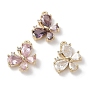 Brass Micro Pave Cubic Zirconia Charms, Real 18K Gold Plated, Butterfly