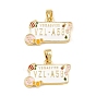 Латунь эмаль подвески, прямоугольник со словом vegasvibe charms, долговечный, стойки покрытие, без свинца и без кадмия, электронное покрытие