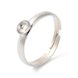 Anillo de dedo ajustable 304 de acero inoxidable, engastes de anillo con 201 bandeja de acero inoxidable para diamantes de imitación