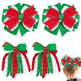 2 пар 2 стилей рождественские заколки для волос в виде когтей аллигатора из полиэстера и сплава, аксессуары для волос