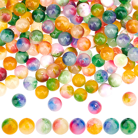 BENECREAT 128Pcs 8 Colors Natural Dyed White Jade Beads, Round