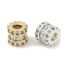 Brass Micro Pave Cubic Zirconia Beads, Column