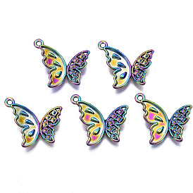 Кулон из сплава радужного цвета с эмалевым покрытием и стразами, без кадмия, без никеля и без свинца, бабочка