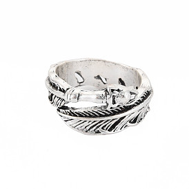 Feather Wrap Alloy Open Cuff Ring for Women, Cadmium Free & Lead Free
