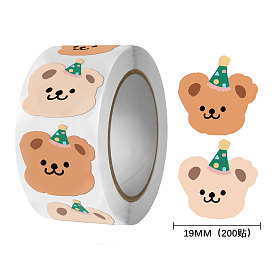 Bear Shapes Stickers, Adhesive Roll Sticker Labels, for Envelopes, for Embosser Stamp Sealing Certificate Stickers