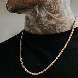 Chaîne corde torsadée hip hop de 1 mm pour homme - collier tendance et stylé