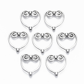 Tibetan Style Alloy Bead Frames, Heart, Cadmium Free & Lead Free