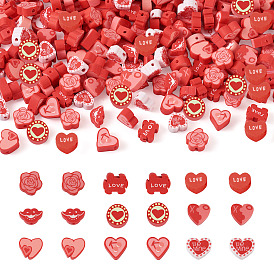 Бусины из полимерной глины ручной работы на тему Дня Святого Валентина, разнообразные