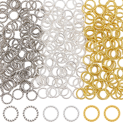 300pcs 3 anneaux de liaison en alliage de couleurs, forme d'anneau rond torsadé