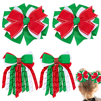 2 пар 2 стилей рождественские заколки для волос в виде когтей аллигатора из полиэстера и сплава, аксессуары для волос