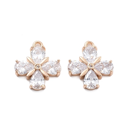 Латунные подвески, цветок подвески, со стеклом