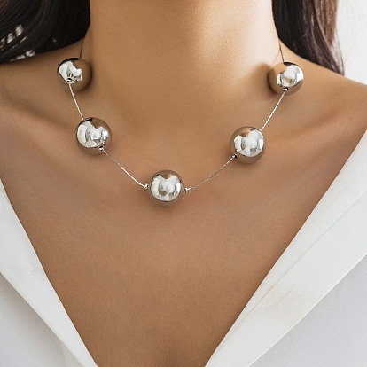 Collares de cuentas ccb, con cadena de latón, joyas para mujeres, rondo
