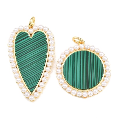 Латунь с подвесками из синтетического малахита, с кромкой из АБС-пластика, имитирующей жемчуг, реальный 18 k позолоченный, долговечный, стойки покрытие, без свинца и без кадмия