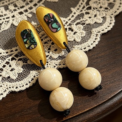 Pendientes de botón de madera y cristal para mujer, pepitas con ronda, aretes de resina