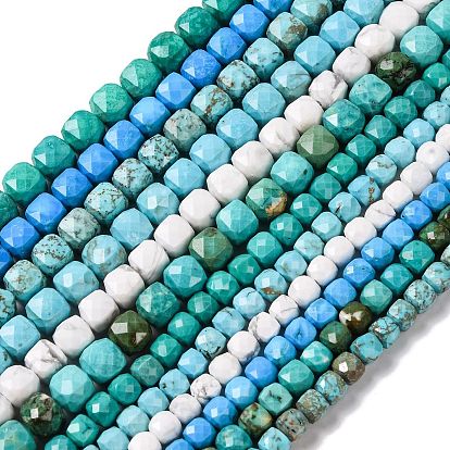 Природные Говлит бисер нитей, окрашенные, граненый ромб, кубические