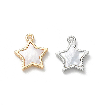 Подвески из натуральной кожи из латуни, звезды прелести, цвет морской раковины